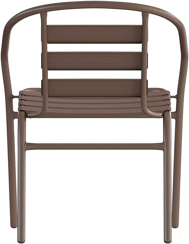 Flash Furniture Lila Metal Restaurant Stack Chairs with Metal Slats, Set of 4, Bronze - Image 5