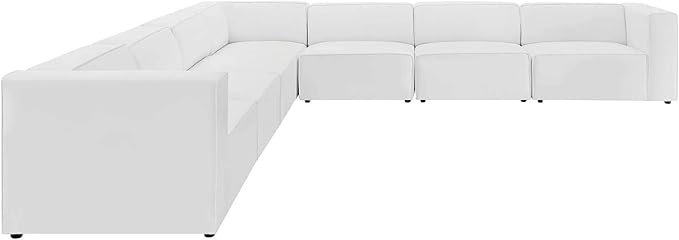Modway Mingle Vegan Leather 7-Piece Sectional Sofa in White
