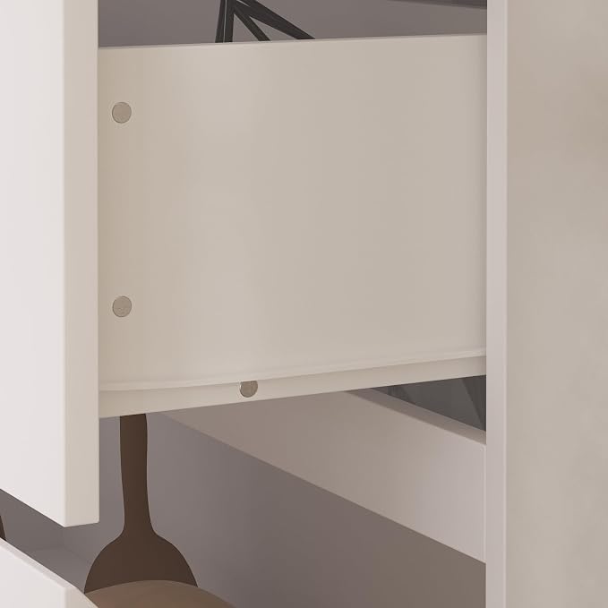 Nightstand with 3 Drawers, Modern Bedroom End Table with No Handle, Wooden Bedside Storage Cabinet, White 30.3" W x 32.3" H - Image 4
