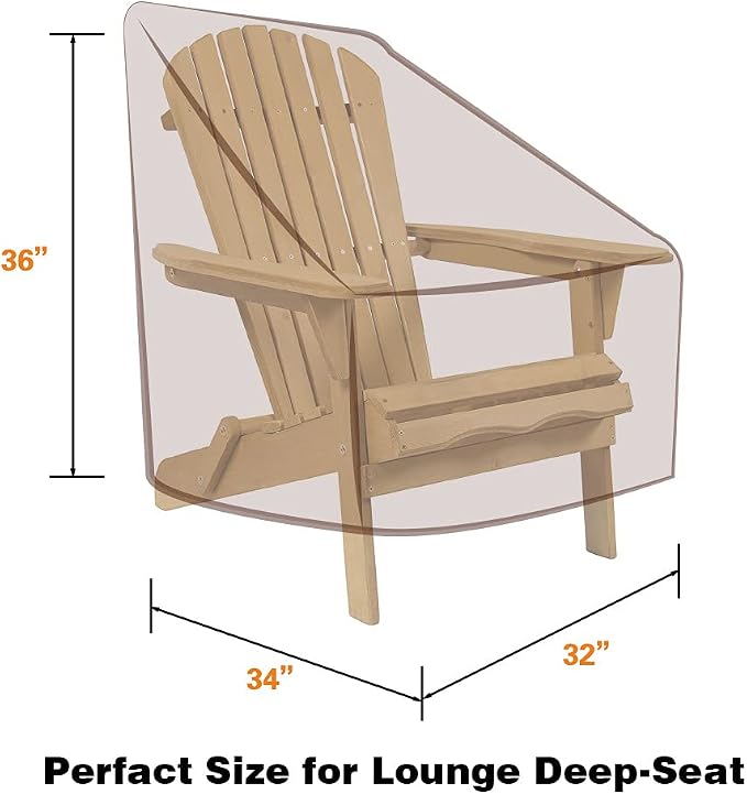 Vailge Patio Adirondack Chair Covers, Heavy Duty Patio Chair Cover, Waterproof Outdoor Lawn Patio Furniture Covers (Standard - 1 Pack, Grey) - Image 2