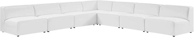 Modway Mingle Vegan Leather 7-Piece Sectional Sofa in White