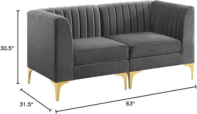 Modway EEI-4346-GRY Triumph Channel Tufted Performance Velvet Loveseat, Gray