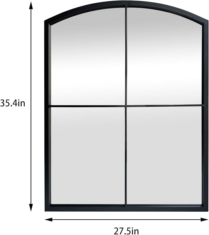 WAMIRRO Black Window Pane Mirror,Farmhouse Arched Grid Mirrors for Fireplace/Entryway/Hallway/Living Room 28"X36" - Image 3