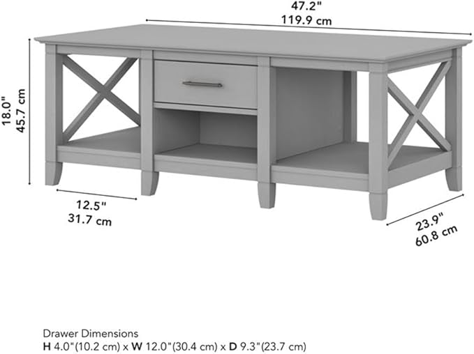 Bush Home Key West Coffee Table with Storage in Cape Cod Gray