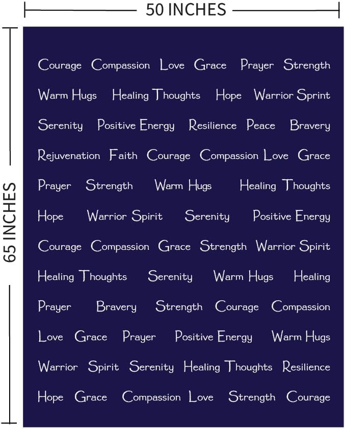 Compassion Blanket (Brand)- Strength Courage Super Soft Warm Hugs, Get Well Gift Blanket Plush Healing Thoughts Positive Energy Love & Hope (Blue, 50 x 65 Sherpa)