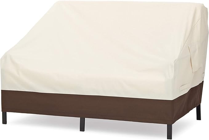 Amazon Basics 2-Seater Deep Lounge Sofa, Outdoor Couch and Patio Furniture Cover, Waterproof, Anti-UV, Water Resistant, Durable, Beige/Tan by AmazonBasics