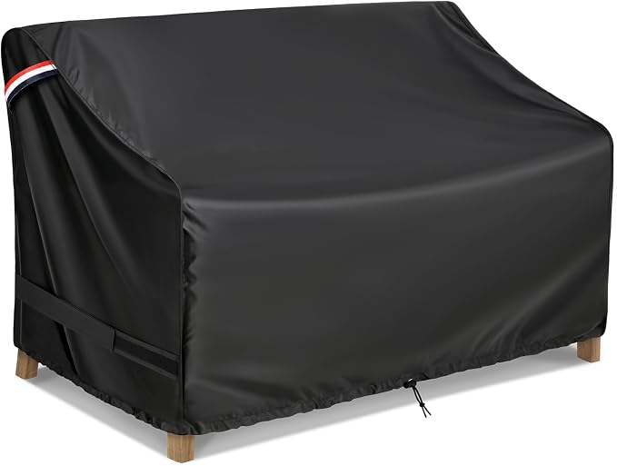 KylinLucky Large Patio Sofa Cover 80"W x 38"D x 35"H, Heavy Duty Waterproof Outdoor Couch Cover with Air Vents & Security Straps, Full Coverage for Wide Seating, Black by KylinLuckyOutdoorFurnitureCovers