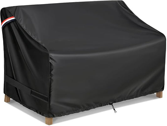 KylinLucky Large Patio Sofa Cover 62"x38"x35", Heavy Duty Waterproof Outdoor Couch Cover with Air Vents, Handles & Multiple Straps, All-Weather Protection, Black by KylinLuckyOutdoorFurnitureCovers