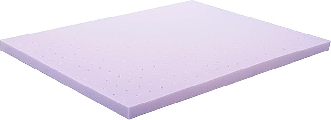 Lucid 3 Inch Lavender Memory Foam Mattress Topper, Twin Size – Essential Oil Infusion – Deep Plush Feel, Pressure-Relieving Bed Topper – Ventilated and Breathable – CertiPur Certified