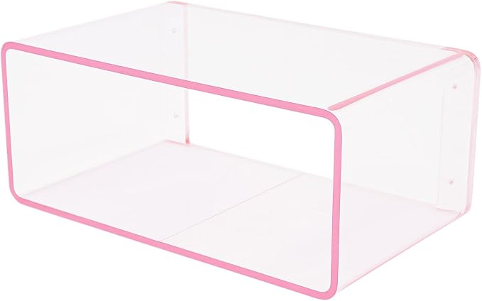 Acrylic Wall-Mounted Nightstand Floating Wall Nightstand Bedside Table Floating Side Table Wall Mounted Clear Shelf for Bedroom Bathroom (Pink) by Oiveinya