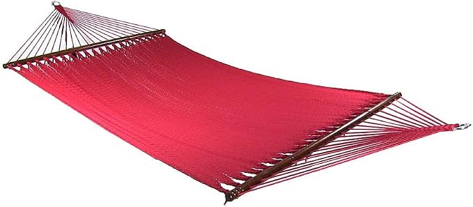 Sunnydaze Soft-Spun Polyester Rope Double Hammock for Outside - 600-Pound Weight Capacity Extra Large Hammock - Red - Image 10