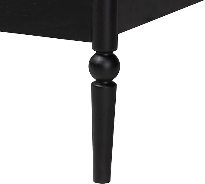 Baxton Studio Lucera Bobbin Wood Platform Bed, Twin, Black