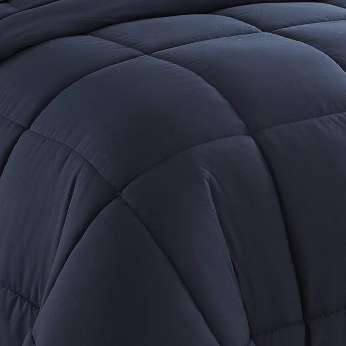 Down Alternative Comforter All Season Warmth Luxurious Plush Loft Microfiber Fill Duvet Insert Bedding, Twin Size, Navy (Pack of 8)