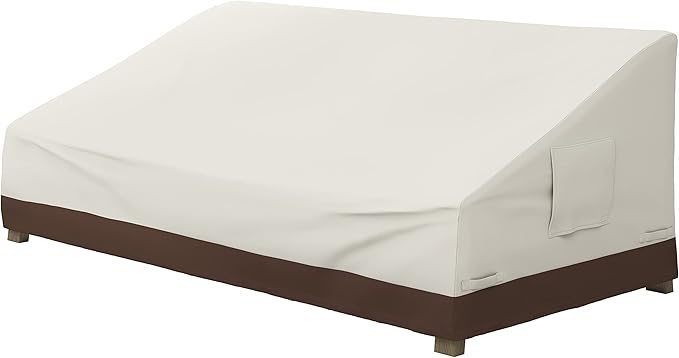 Amazon Basics 3 Seater Outdoor Sofa and Patio Furniture Cover, Waterproof, Anti-UV, Polyester, 78" x 38" x 29", Beige/Tan by AmazonBasics