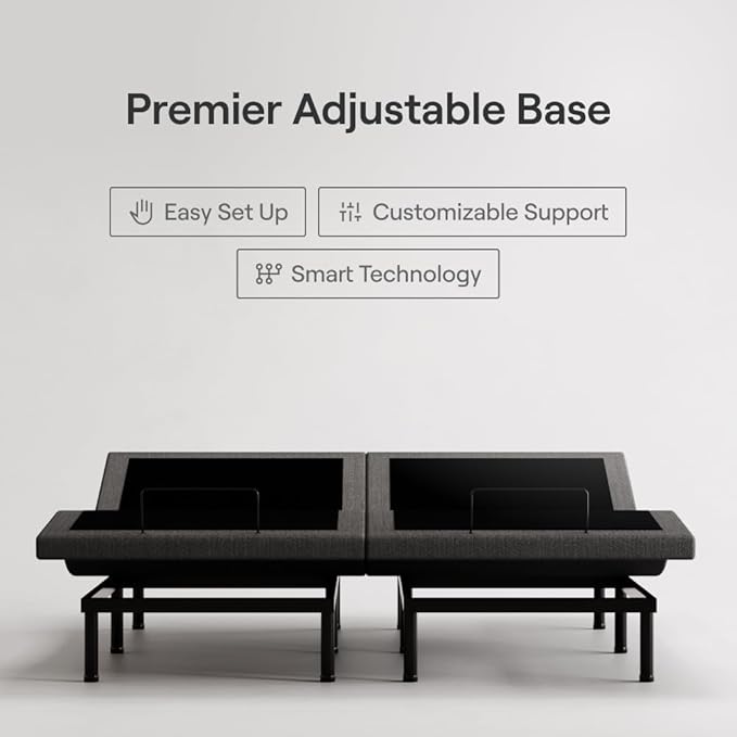 Nectar Luxe Split King Adjustable Base & 14” Hybrid Mattress - Head & Foot Incline - Medium Firm Memory Foam & Coils - Cooling Upgrade - 3 Massage Settings - 365-Night Trial & Forever Warranty