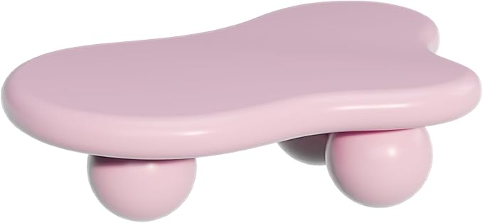 40” Cloud Coffee Table with 3 Ball Legs, Modern Irregular Center Table for Living Room, Low Cute Small MDF Tea Table for Bedroom, Space Apartment-Pink