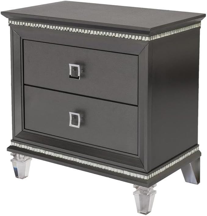 Best Quality Furniture Bellagio 3PC Queen Bed + Dresser + Nightstand, Metallic Gray