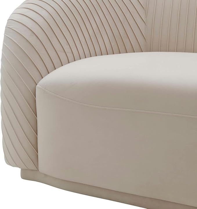Yara 90.6" Beige Pleated Performance Velvet Sofa - TOV Furniture