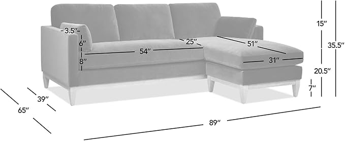Jennifer Taylor Home Knox 89" Modern Farmhouse Reversible Chaise Sectional Sofa, Olive Green Performance Velvet