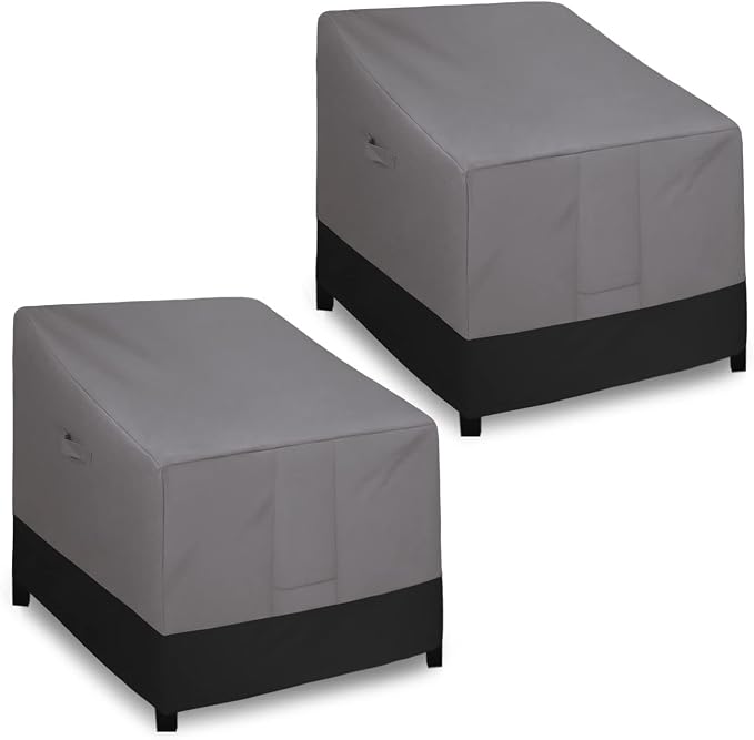 Easy-Going Outdoor Chair Cover Waterproof, Heavy Duty Patio Chair Cover, Windproof Outdoor Furniture Cover with Air Vent (2 Pack-33.5Wx40Dx36H inch, Gray/Black) by Easy-Going