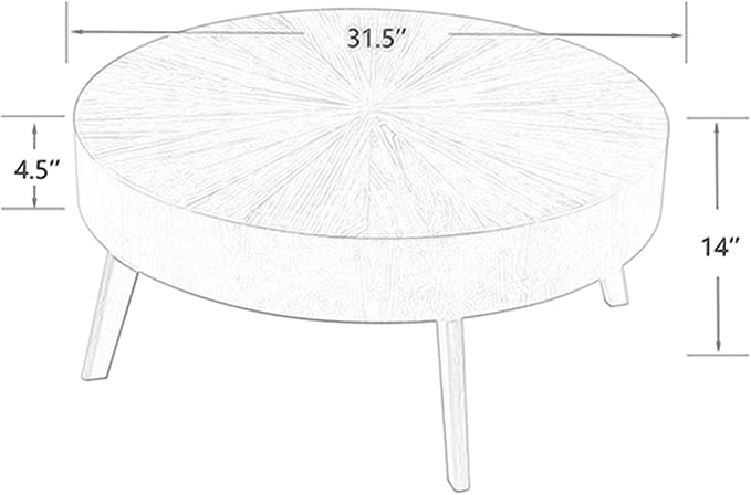 Gexpusm Round Wood Coffee Tables for Living Room, Farmhouse Circle Coffee Table, Mid Century Wooden Rustic Coffee Tables for Apartment, Easy Assembly (Only Coffee Table, 31.50" Dx31.50 Wx14.29 H)