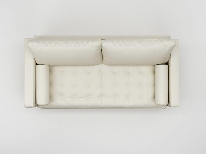 SILKIR 3-Person Sofa Couch for Living Room | Perfect for: Apartment/Studio/Office & Small Space | Poly Leather Fabric | Fast and Easy Assembly | (White) Modern Contemporary Mid-Century, Faux