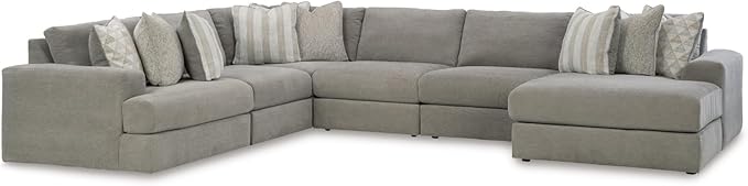 Signature Design by Ashley Casual Avaliyah U-Shape Left-Arm Facing 6-Piece Sectional with Chaise and Reversible Cushion, Gray