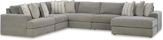 Signature Design by Ashley Casual Avaliyah U-Shape Left-Arm Facing 6-Piece Sectional with Chaise and Reversible Cushion, Gray