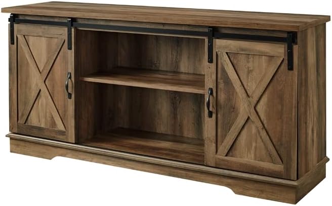 Walker Edison Richmond Modern Farmhouse Sliding Barn Door TV Stand for TVs up to 65 Inches, 58 Inch, Reclaimed Barnwood - Image 11