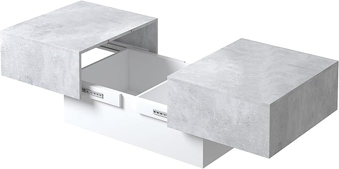 Modern Coffee Table with Storage for Living Room, Living Room Table Rectangular Center Tables, Sliding Top with Hidden Storage, Wooden Cocktail Table for Dining Reception Room, Grey