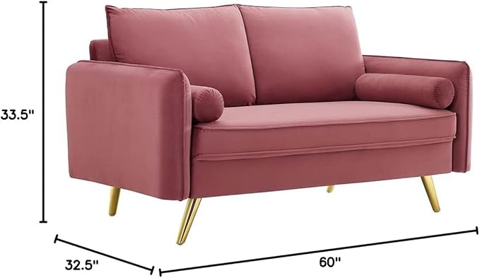 Modway Revive Performance Velvet Loveseat, Dusty Rose