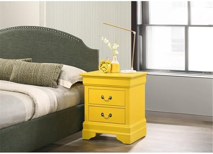 Glory Furniture Louis Phillipe 2 Drawer Nightstand in Yellow - Image 2