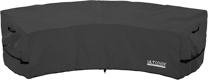 ULTCOVER Patio Curved Sofa Cover Waterproof for 3-4 Seater Outdoor Sectional Furniture Couch 126"(Back Arc Length) / 82"(Front Arc Length) x 32"(Deep), Black by ULTCOVER