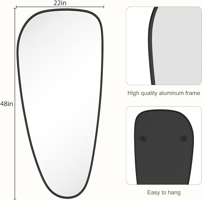 WallBeyond Asymmetrical Mirror, Irregular Wall Mirror, Wall Mirrors Decorative for Bedroom Living Room entryway Hall, Wall Mirror for mid Century Modern Decor 48" H x 22" W, Black - Image 4