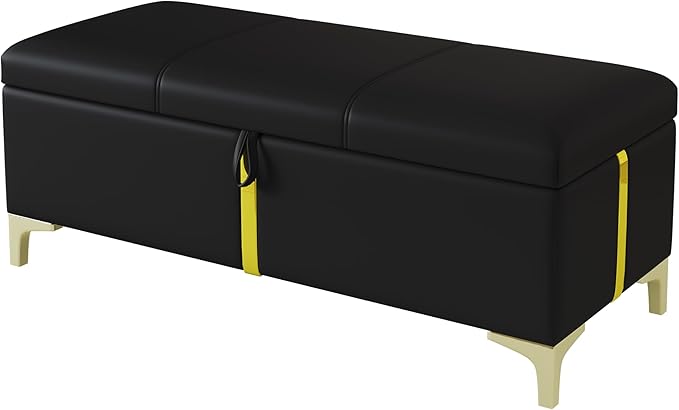 Harper & Bright Designs Queen Size Platform Bed with Lift Up Storage and Ottoman Bench, Velvet Upholstered Queen Bed Frame with Headboard, 2-Pieces Queen Bedroom Sets, Easy Assemble, Black