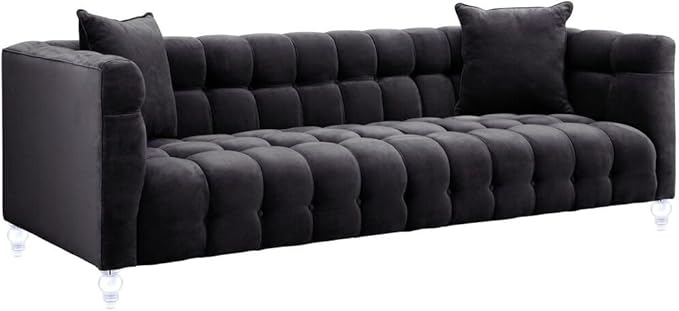 TOV Furniture Bea Grey Velvet Sofa | Tufted Design