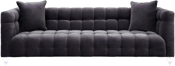 TOV Furniture Bea Grey Velvet Sofa | Tufted Design