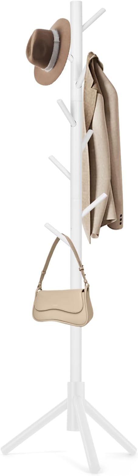 WANGMUXIA Coat Rack, Freestanding Coat Rack with 8 Hooks and 3 Adjustable Size Tree Coat Racks for Bedroom, Hallway, Entrance, Office, for Hats, Coats, Scarves, Handbags by WANGMUXIA