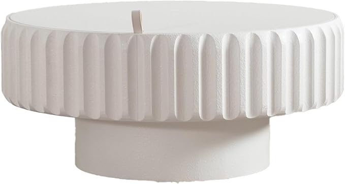 Round Coffee Table with Storage, Modern Wooden Coffee Tables Circle Center Pedestal Accent Tea Low for Living Room Apartment Small Space (31.5''L × 31.5''W × 14''H, Cream White)