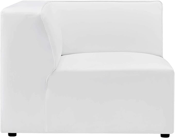 Modway Mingle Vegan Leather Sectional Sofa Corner Chair, White 37 x 37 x 27