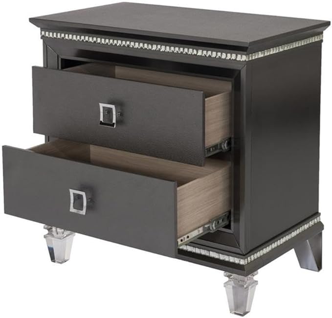 Best Quality Furniture Bellagio 3PC Queen Bed + Dresser + Nightstand, Metallic Gray