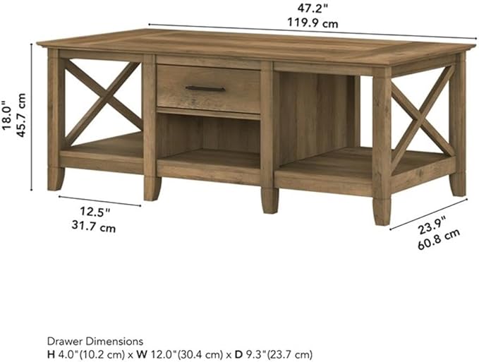 Bush Home Key West Coffee Table with Storage in Reclaimed Pine