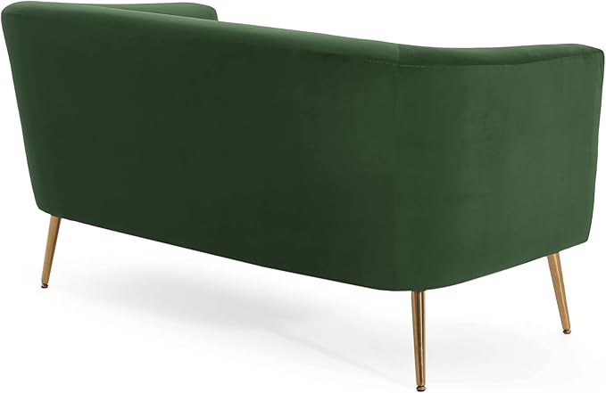 Christopher Knight Home Fabric Upholstered Loveseat for Living Room,Tub-Design 2-Seater Sofa with Removable Seat Cushion and Tapered Steel Legs,Forest Green and Gold