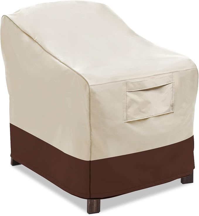 Vailge Patio Chair Covers, Lounge Deep Seat Cover, Heavy Duty and Waterproof Outdoor Lawn Patio Furniture Covers (Large, Beige & Brown) by VAILGE