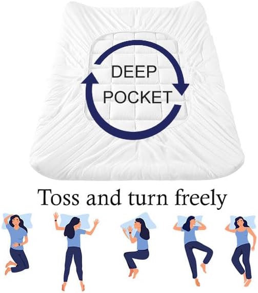 ACCURATEX Mattress Pad Full Size - 2 Inches Double Layer Comfort Pillow Top Mattress Cover, Quilted Fitted Mattress Protector Cotton Top, Stretches up 8-21" Deep Pocket Mattress Topper,54x75