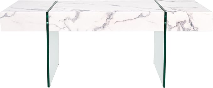 SAFAVIEH Home Collection Jacob White/Clear Glass Legs Rectangle Coffee Table