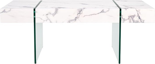 SAFAVIEH Home Collection Jacob White/Clear Glass Legs Rectangle Coffee Table