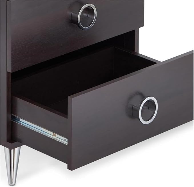 Acme Elms Wooden 2-Drawer Nightstand with Ring Pull Handles in Espresso - Image 7