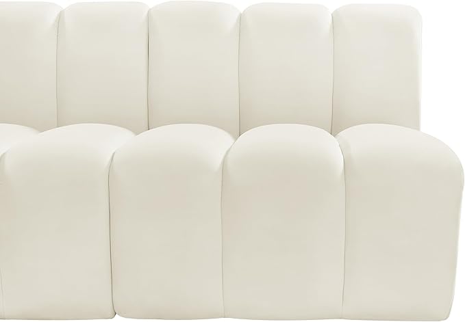 Meridian Furniture 103Cream-S4E Arc Collection Modern | Contemporary Modular Sofa with Soft Cream Velvet, Deep Channel Tufting, Modular Design, 119 W x 31 D x 30 H, Cream