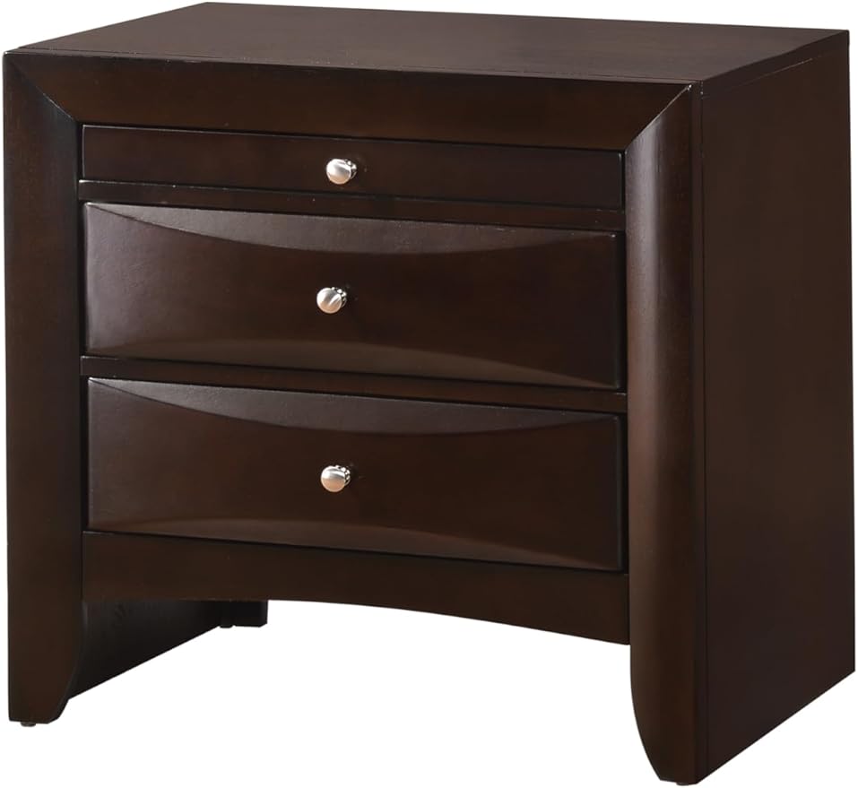 6pc Master Bedroom Set Brown Cherry Finish Solid Wood Platform King Size Captain's Bed Wooden Furniture